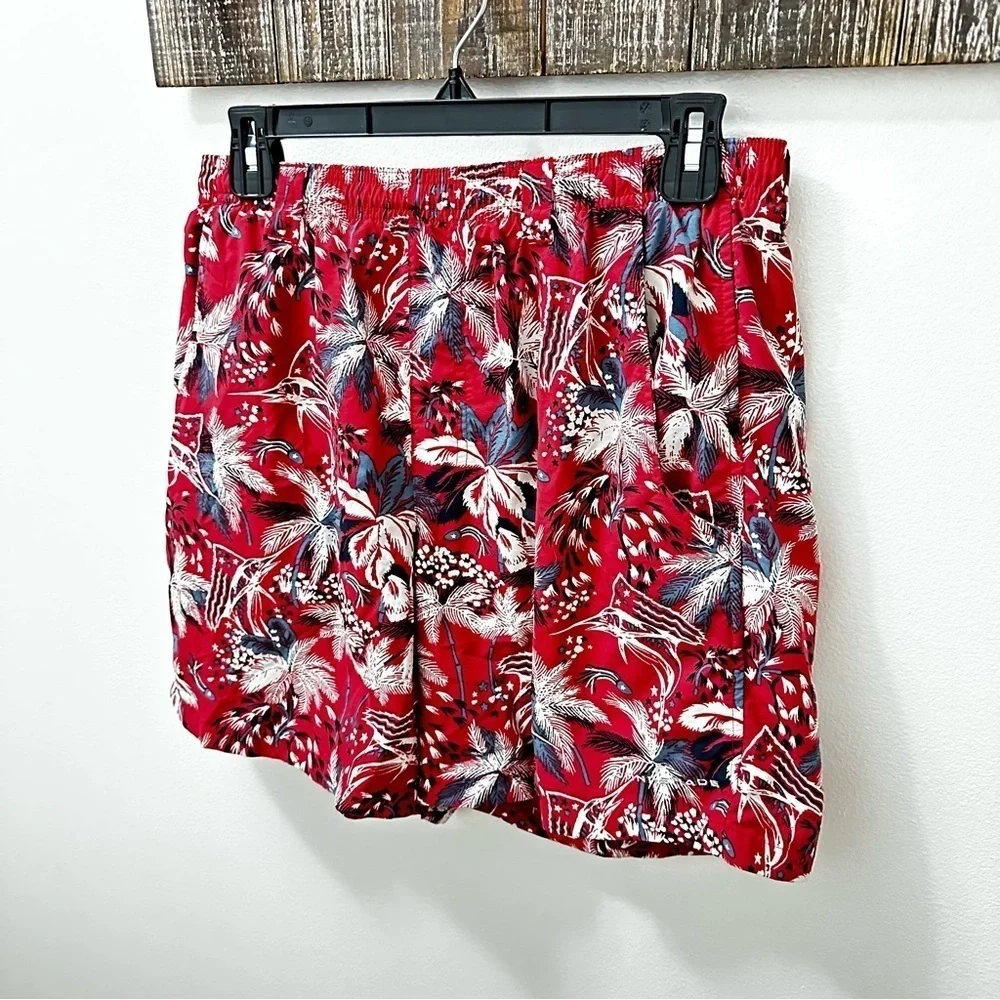 Columbia PFG Swim Trunks Mens small Red Tropical Pockets Mesh Lined Shorts